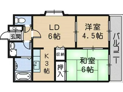 レボンヌ尼崎(2LDK/2階)の間取り写真