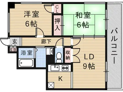 グランピアウエスト(2LDK/1階)の間取り写真