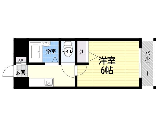 ローズコーポ阪神尼崎(1K/2階)の間取り写真