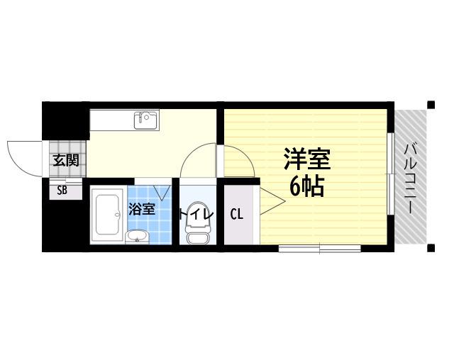 ローズコーポ阪神尼崎(1K/3階)の間取り写真