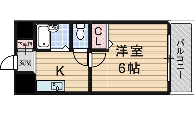 ローズコーポ阪神尼崎(1K/4階)の間取り写真