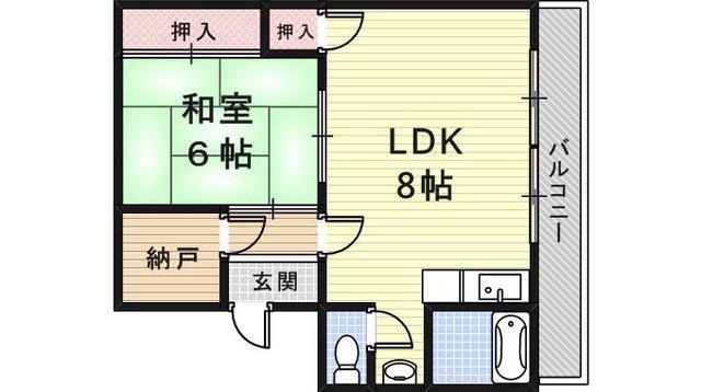 メゾン武庫川(1LDK/4階)の間取り写真