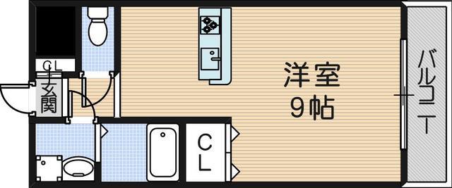 ダイワール武庫川(ワンルーム/2階)の間取り写真