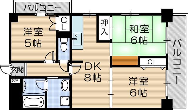 ユニバーサルタワーズ(3LDK/4階)の間取り写真