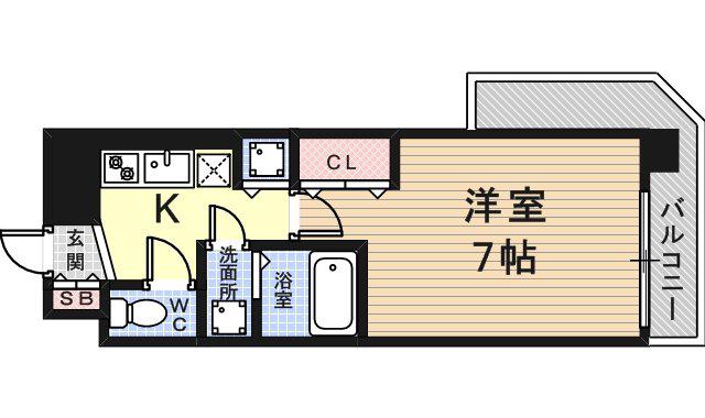フラシア東難波(1K/12階)の間取り写真