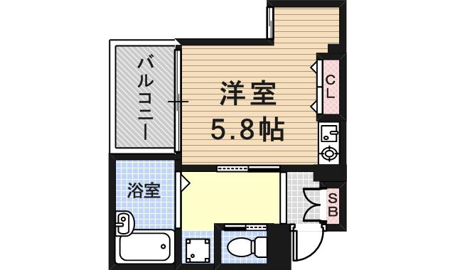 ロングアイランド尼崎(ワンルーム/2階)の間取り写真