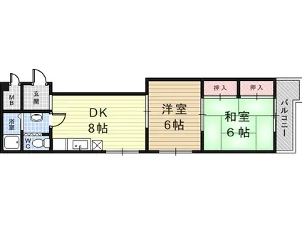 サンコーポ立花(2DK/2階)の間取り写真