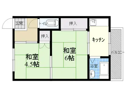 第2カシノハイツ(2K/2階)の間取り写真