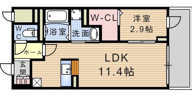 トレスオハス 稲葉荘(1LDK/2階)の間取り写真