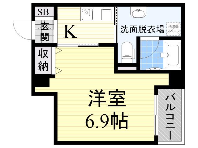 リヴァージュ尼崎(ワンルーム/6階)の間取り写真
