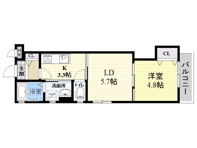 HATCH尼崎(1LDK/1階)の間取り写真