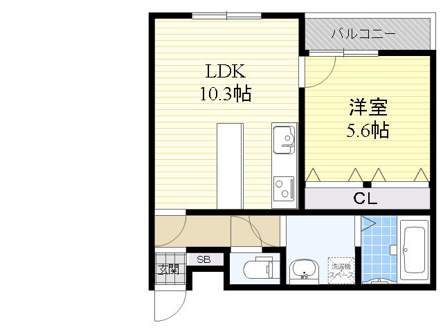 ノイヴェルM(1LDK/1階)の間取り写真