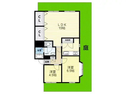 琴浦ハイツ(2LDK/1階)の間取り写真