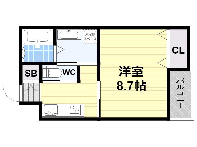 CROUD東桜木(1K/3階)の間取り写真