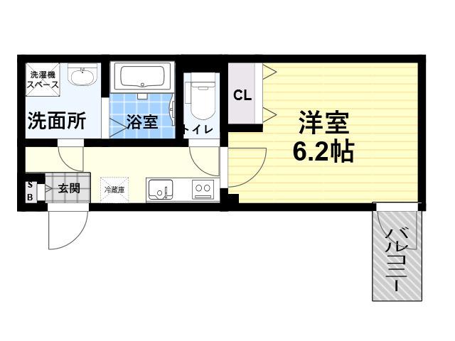 ALEGRIA尼崎西本町(1K/3階)の間取り写真