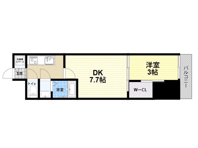レーヴメゾン出屋敷(1DK/13階)の間取り写真