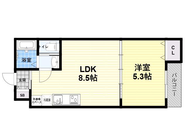 CASA水明(1LDK/3階)の間取り写真