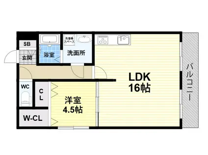 中本ビルマンション(1LDK/3階)の間取り写真