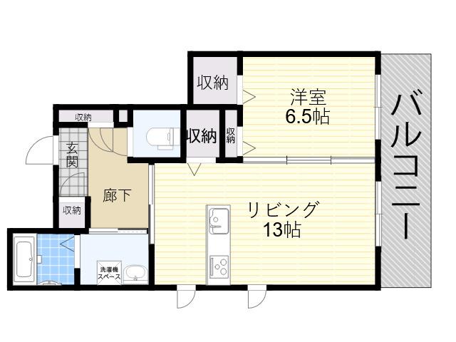 KRJ園田(1LDK/3階)の間取り写真