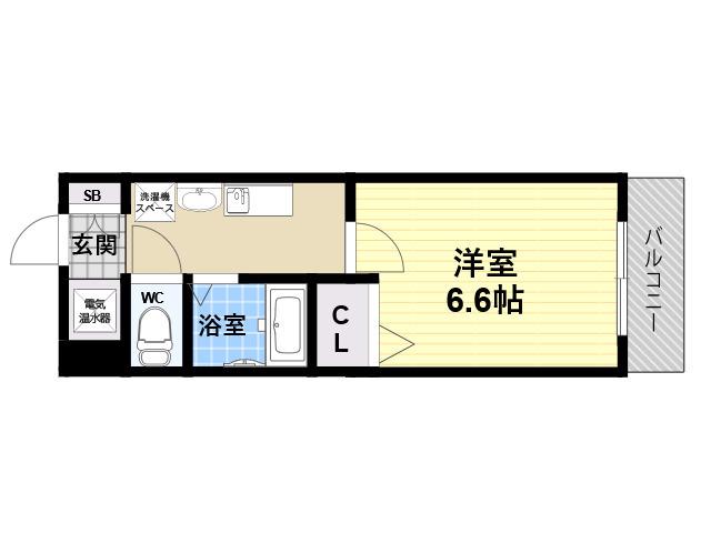 レジスコート東難波1(1K/2階)の間取り写真