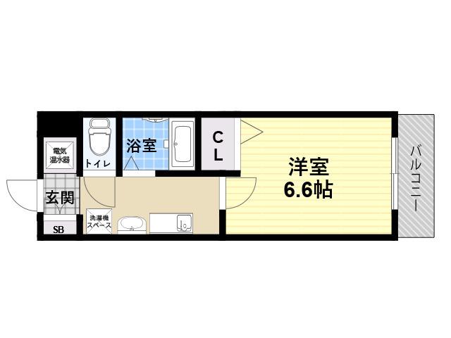 レジスコート東難波1(1K/1階)の間取り写真