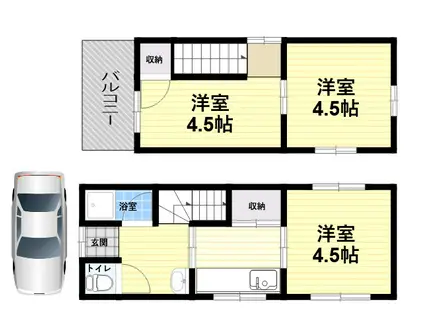 阪神本線 武庫川駅 徒歩15分 2階建 築57年(3DK)の間取り写真