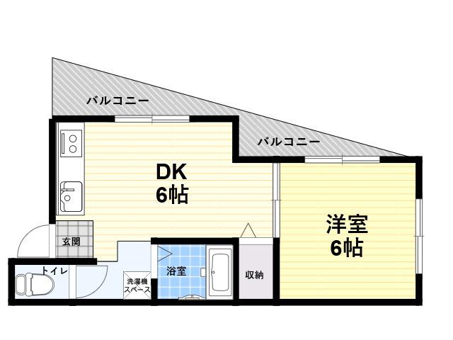 ウエストリバー(1DK/2階)の間取り写真