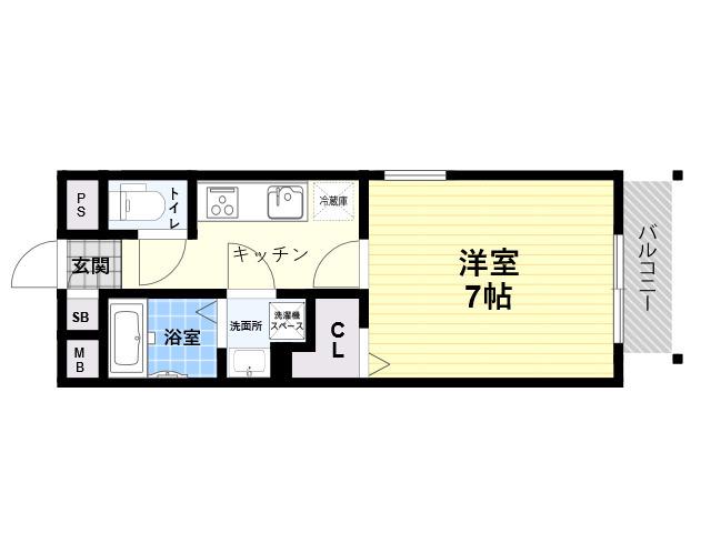 クレール栄翔(1K/2階)の間取り写真