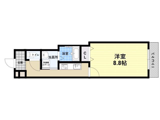 フジパレス西立花ウエスト(1K/1階)の間取り写真