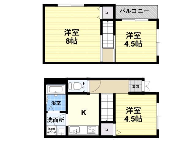 阪神なんば線 尼崎駅(JR) 徒歩9分 2階建 築58年(3K)の間取り写真