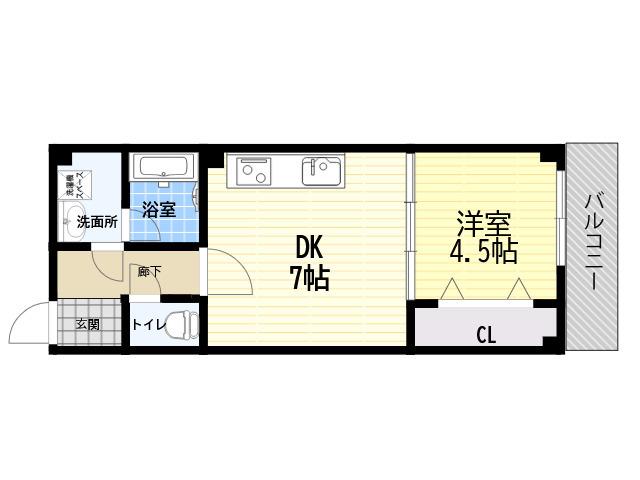 ネクステージ七松町(1LDK/1階)の間取り写真