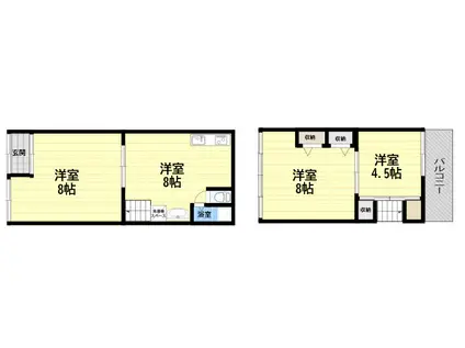 ぬりかべが見守る家(3DK)の間取り写真