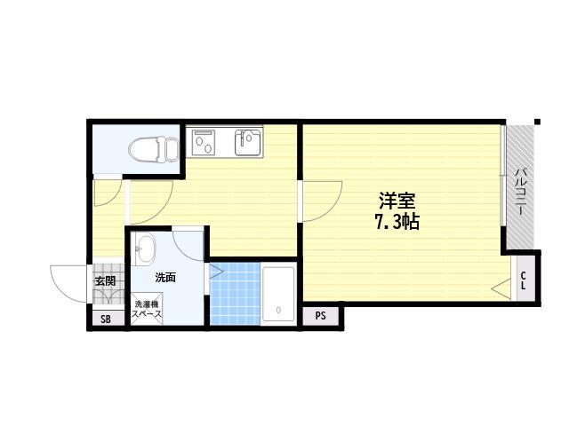 ランドレーヴ尼崎(1LDK/1階)の間取り写真
