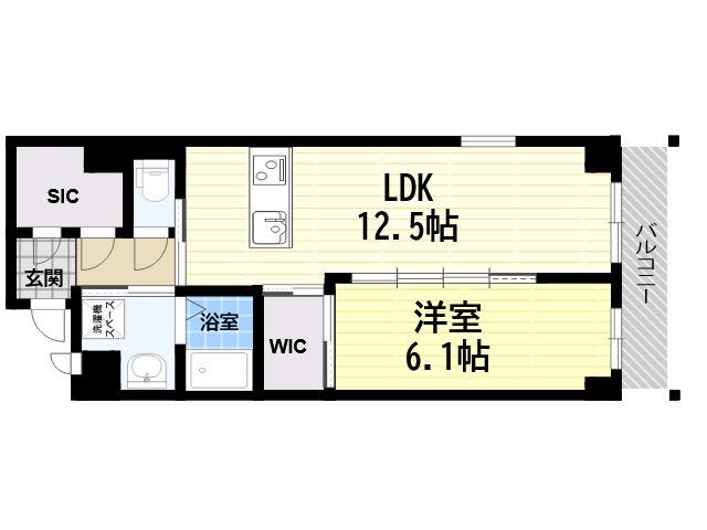 レアグランツ東難波 I(1LDK/1階)の間取り写真