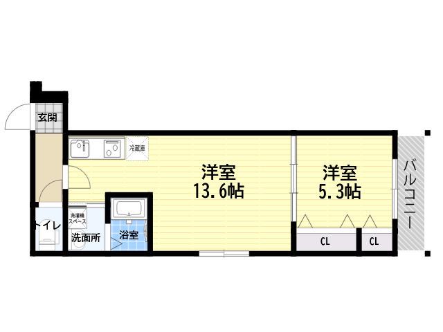 フジパレス武庫川駅北(1LDK/2階)の間取り写真