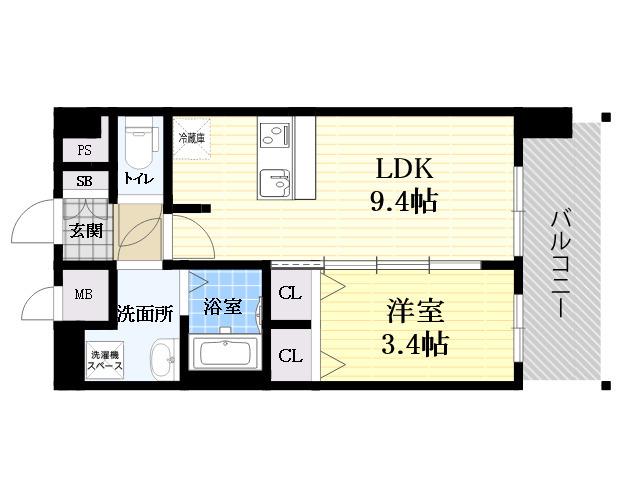 プレリス尼崎レーネヴィア(1LDK/10階)の間取り写真