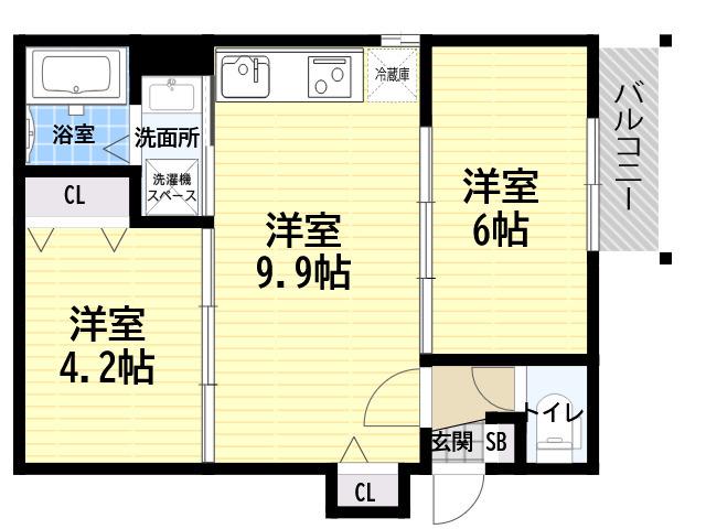 THE RESIDENCE 大庄西町(1SLDK/1階)の間取り写真