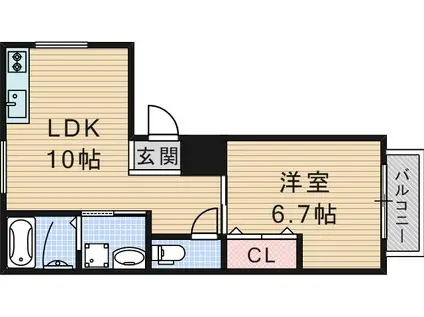 フラッツY(1LDK/2階)の間取り写真