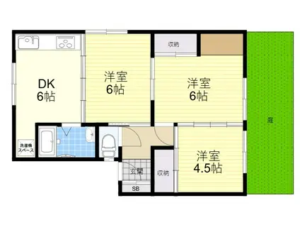 閤師マンション(3DK/1階)の間取り写真