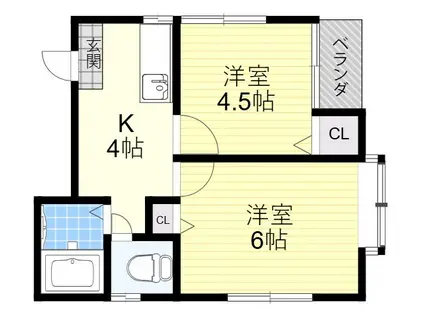 アビタシオン大島(2K/4階)の間取り写真