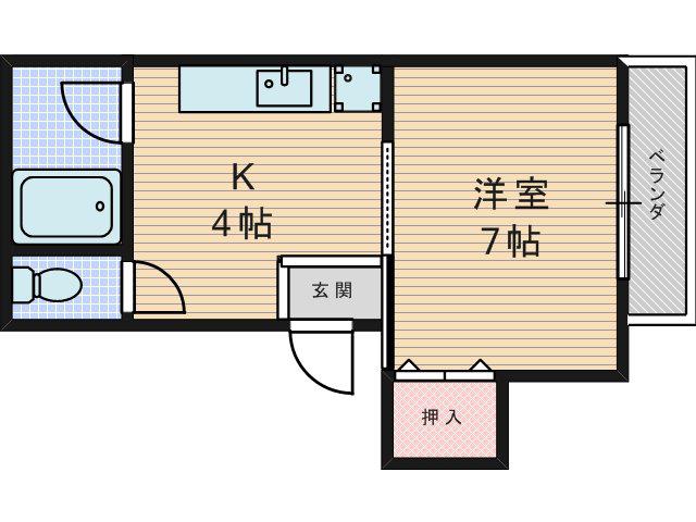 香里エイコーマンション(1K/3階)の間取り写真