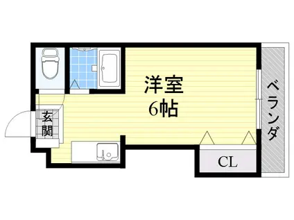 スタジオM(ワンルーム/2階)の間取り写真
