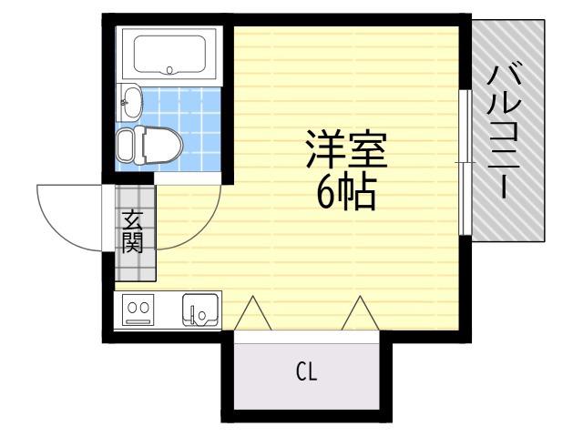 ハイツL(ワンルーム/3階)の間取り写真