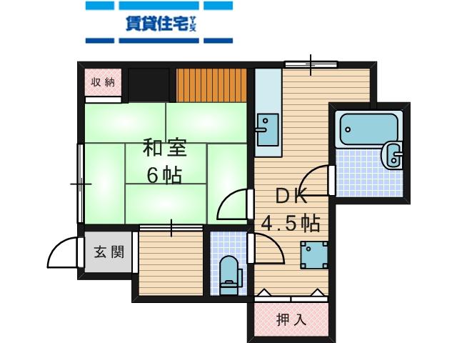 田中マンション(1DK/1階)の間取り写真
