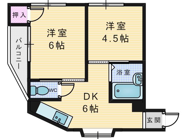 エムハイツ舟田(2DK/3階)の間取り写真