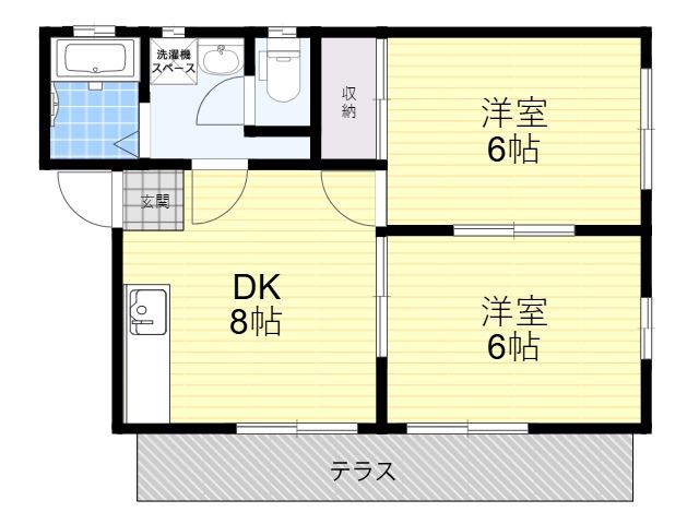 上田ハイツ(2DK/1階)の間取り写真