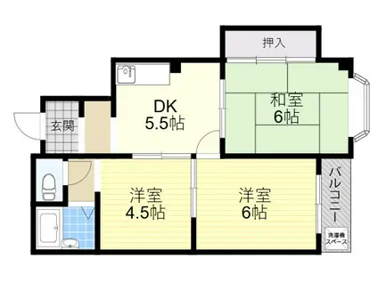 SKY KORIEN赤井マンション香里(3DK/2階)の間取り写真