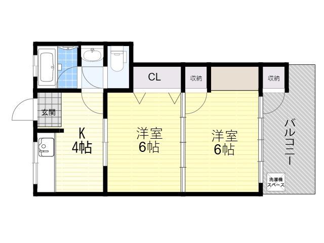 元町マンション(2K/1階)の間取り写真