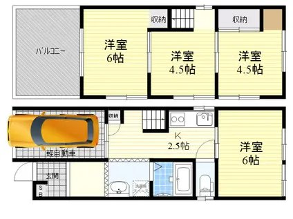 京阪本線 香里園駅 徒歩10分 2階建 築51年(4K)の間取り写真