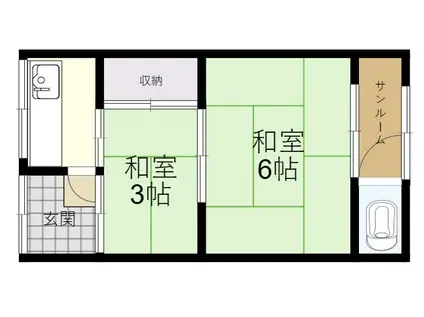 新橋町文化(2K/2階)の間取り写真